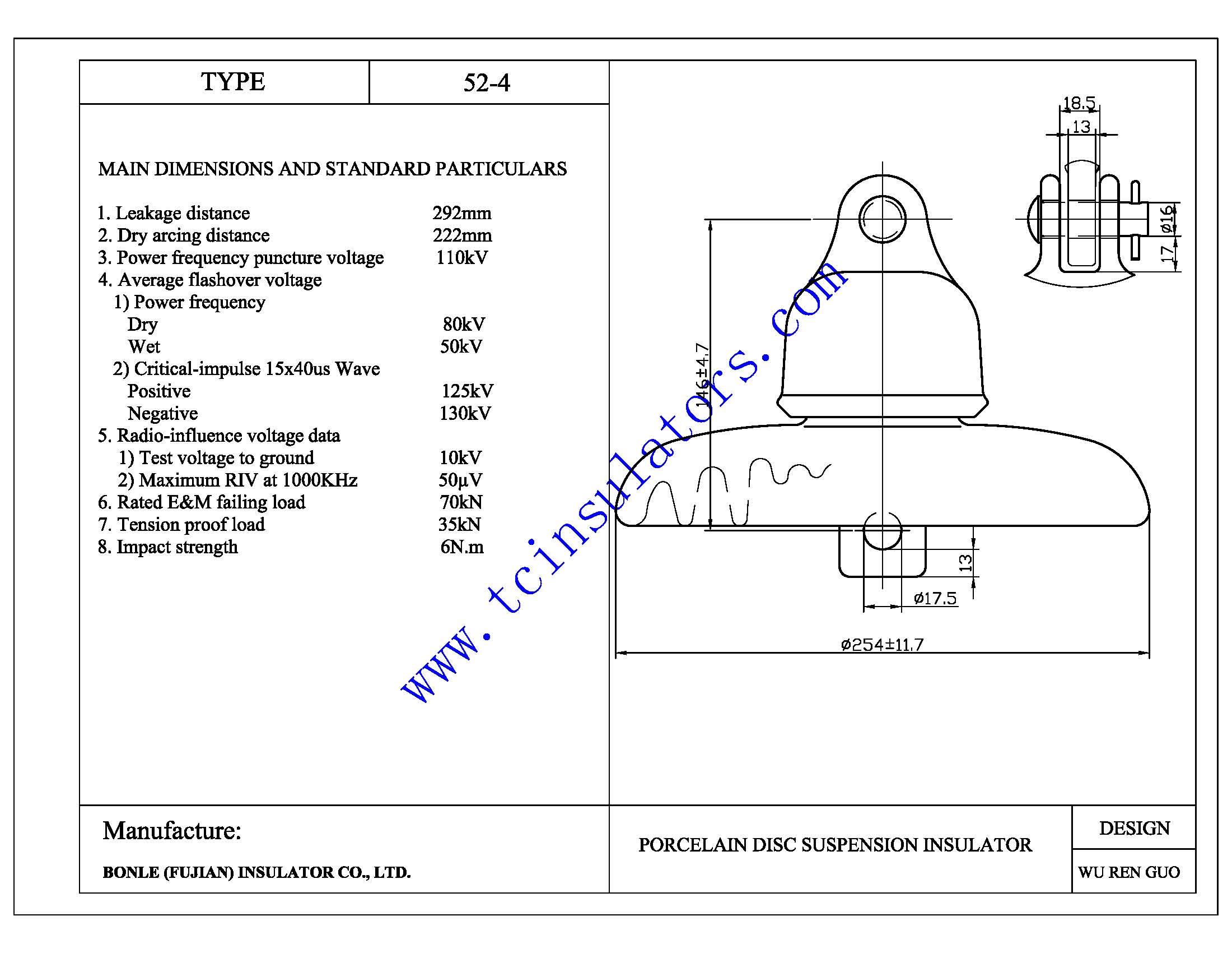 52-4 tcs ANSI 52-4 Insulator