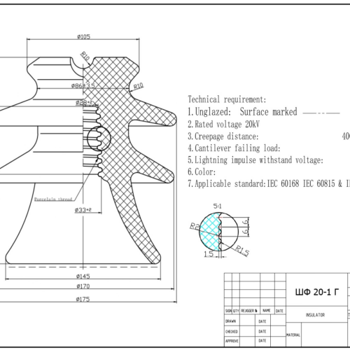 SHF-20G1 Pin-Type Porcelain Insulator -- high-voltage 20kV Overhead Line Insulation Solution for Russian & CIS Markets